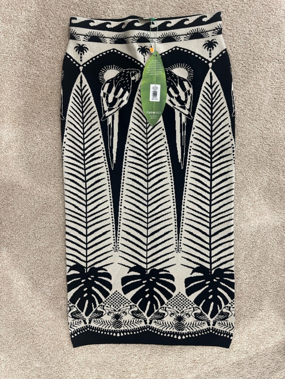 FARM Rio Black and Cream Tropical Pencil Skirt - Picture 4 of 9